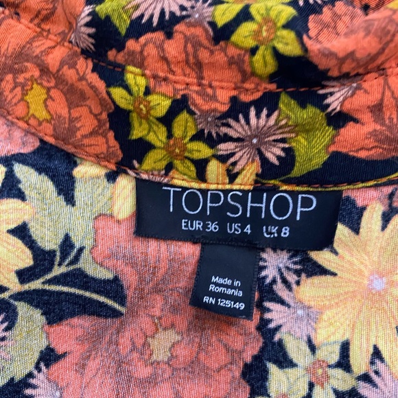 Topshop womens floral dress sleeved high low size4 - Picture 4 of 6